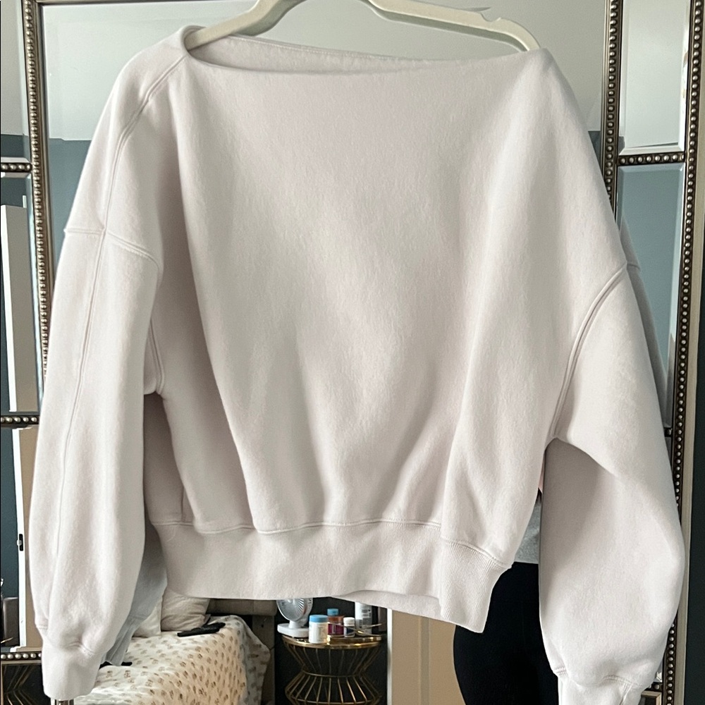 Abercrombie & Fitch Sunday Off-Shoulder Cream Sweatshirt